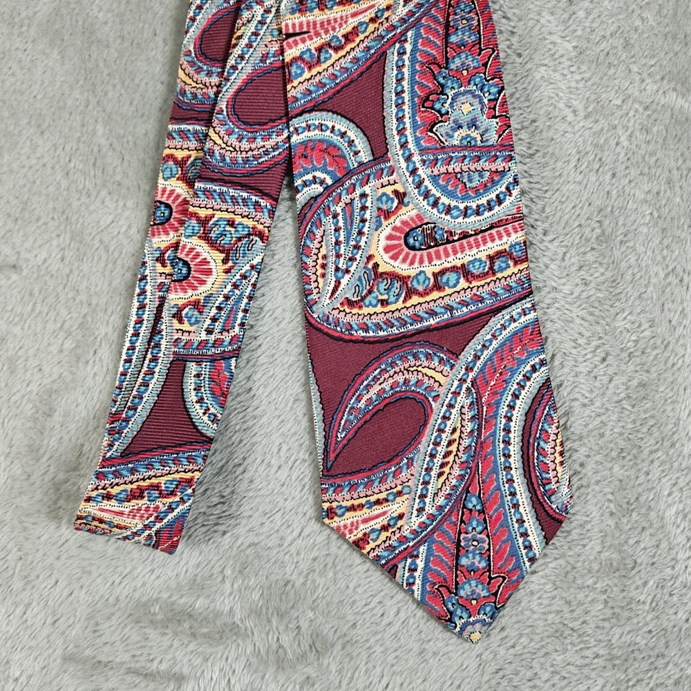 Vintage Polo Ralph Lauren Tie Mens Pink Paisley Floral Hand Made Silk USA 90s